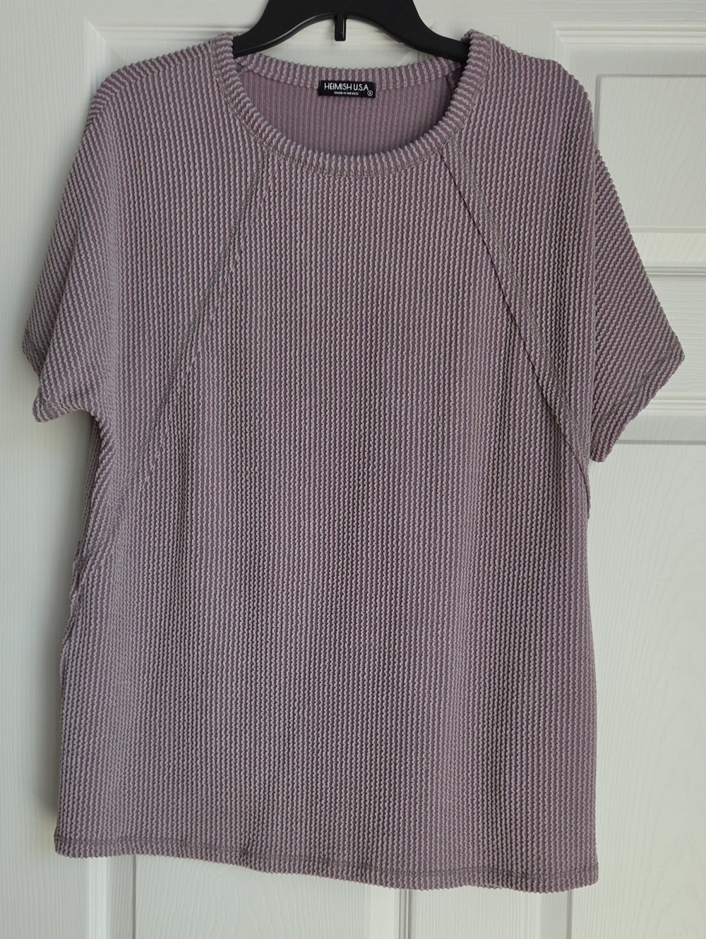 HEIMISH USA Lavender Short Sleeve Textured Knit Tee